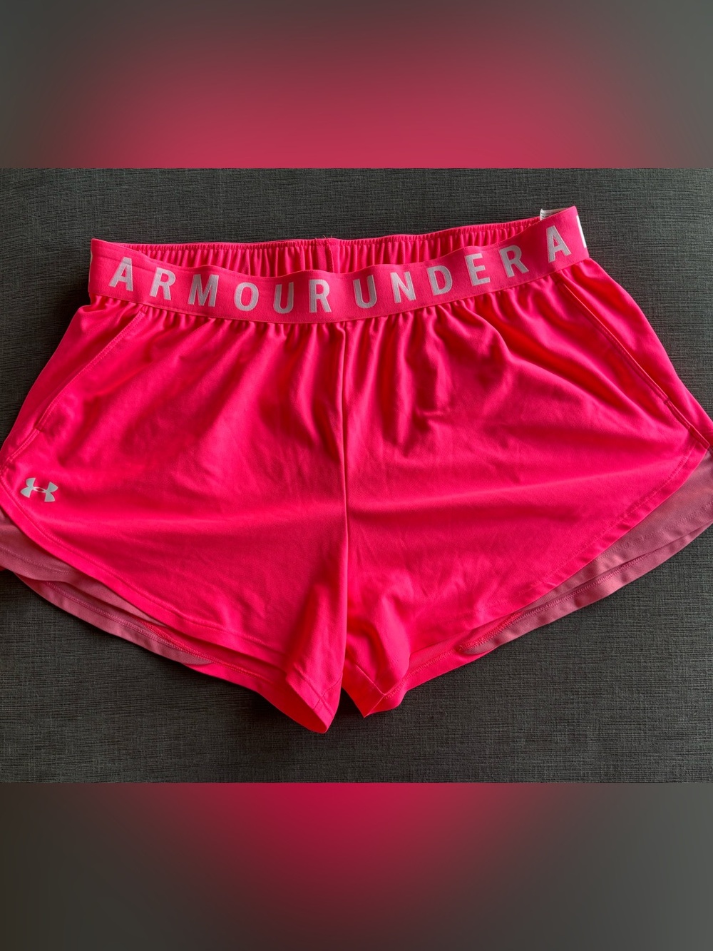 Under Armour Play Up 3.0 Athletic Shorts Neon Pink Women's Plus Size 2X HeatGear